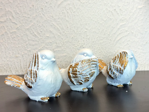 Gold Tone Bird Figurine - Set of 3